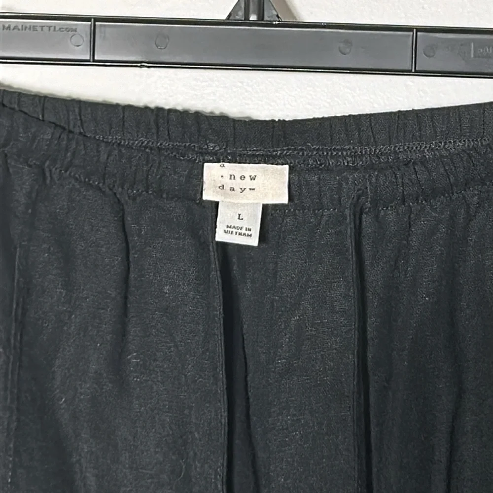 2 Brand new linen pants, drawstring, pockets, black & black/white striped - Picture 4 of 9